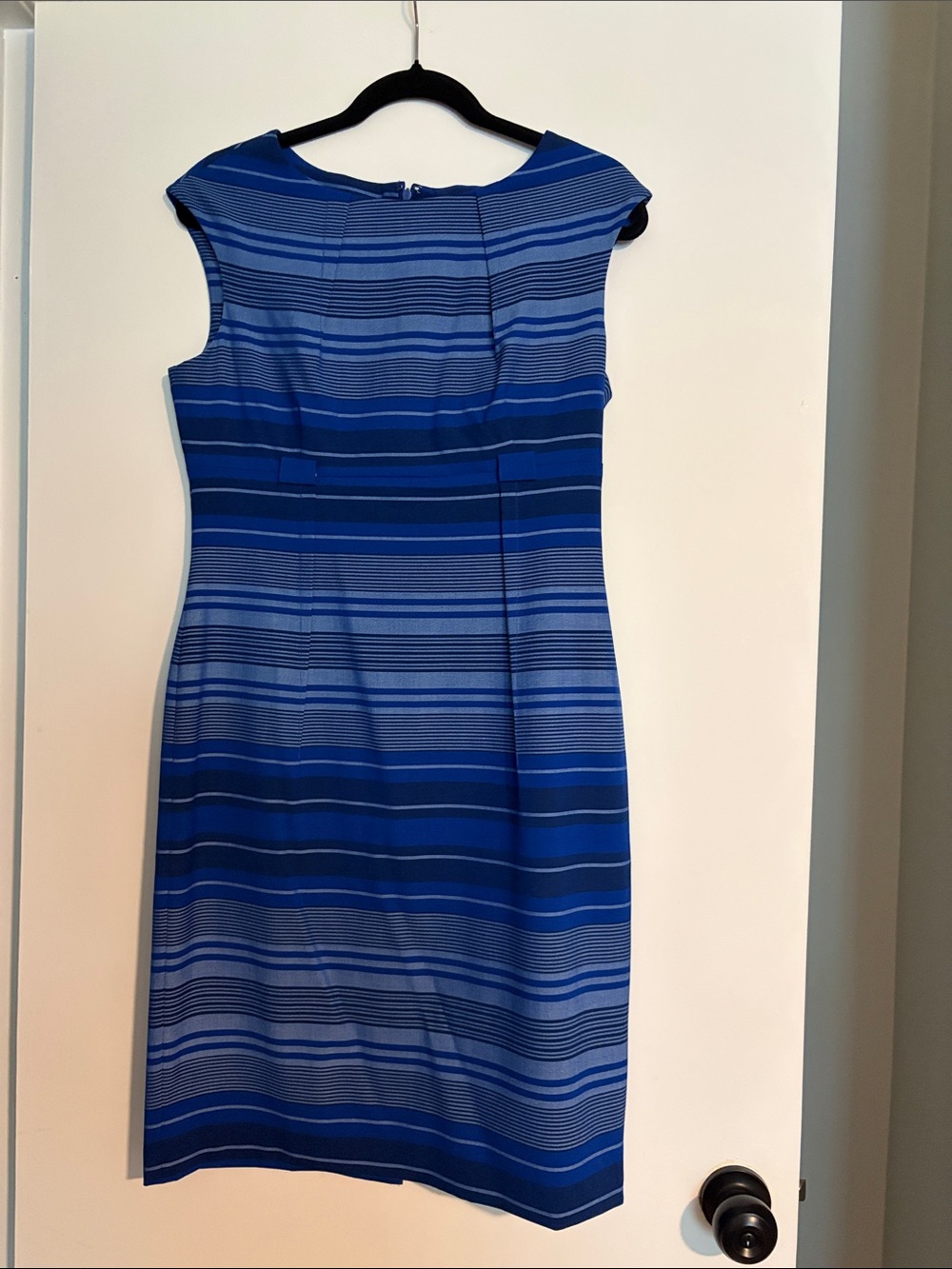 Dana Buchman Size 8 Blue Striped Sheath Dress Lined